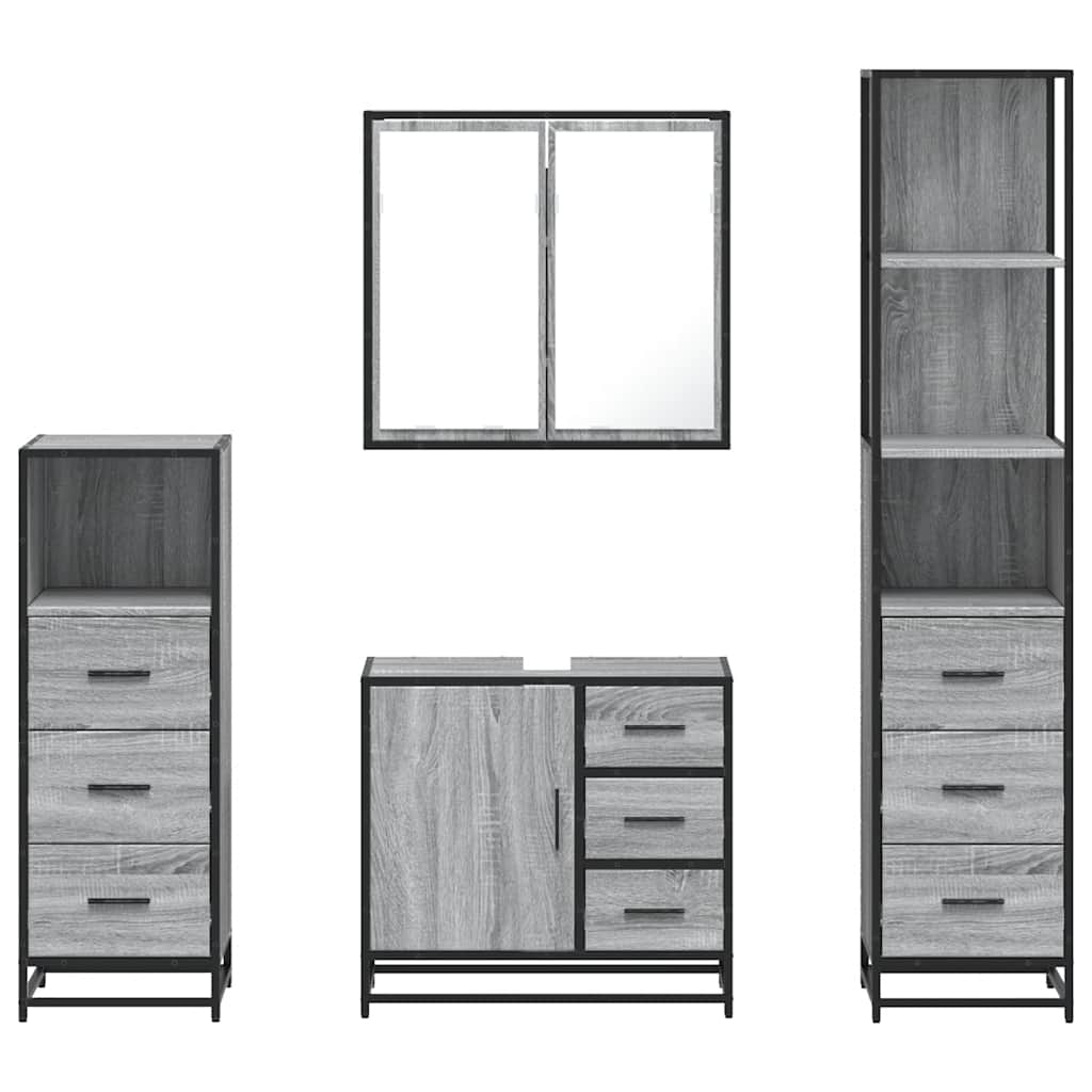 vidaXL Set de mobilier de baie 4 piese Lemn stratificat gri Sonoma vidaXL Set de mobilier de baie 4 piese Lemn stratificat gri Sonoma