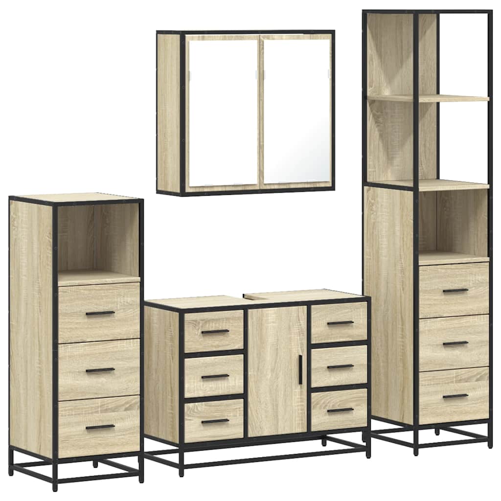 vidaXL Set de mobilier de baie din 4 piese din lemn de stejar Sonoma vidaXL Set de mobilier de baie din 4 piese din lemn de stejar Sonoma