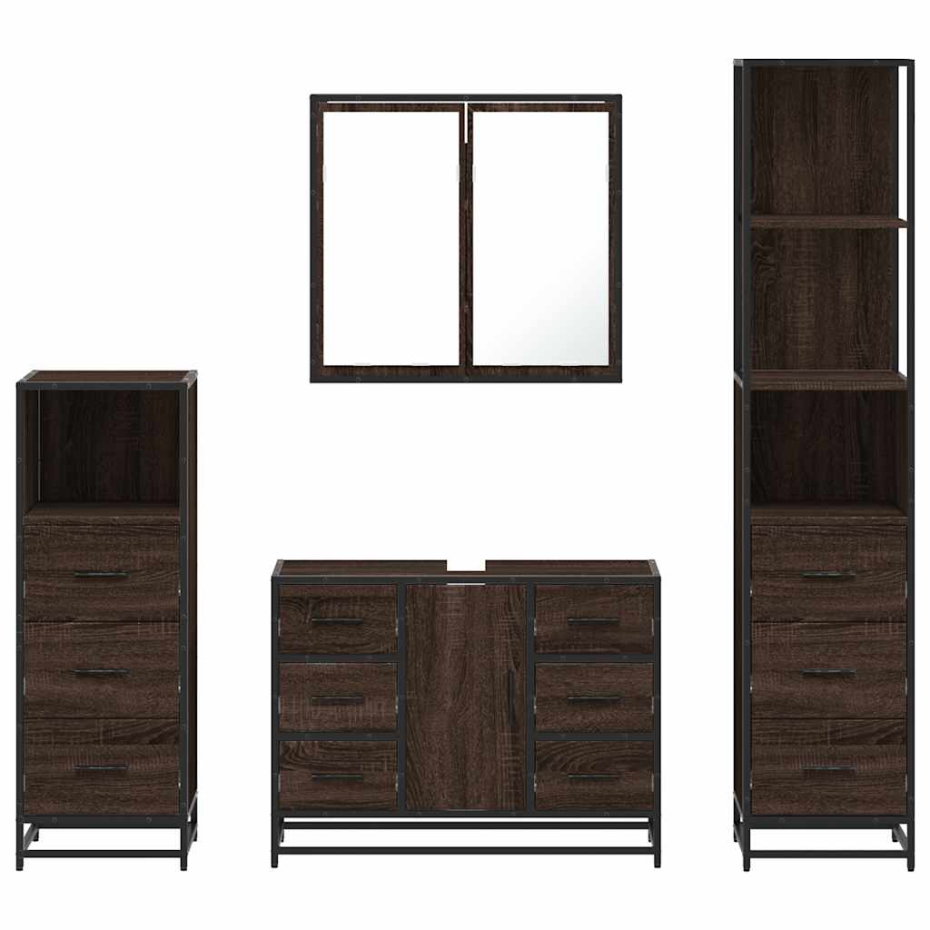 vidaXL Set de mobilier de baie din 4 piese din lemn de stejar maro vidaXL Set de mobilier de baie din 4 piese din lemn de stejar maro