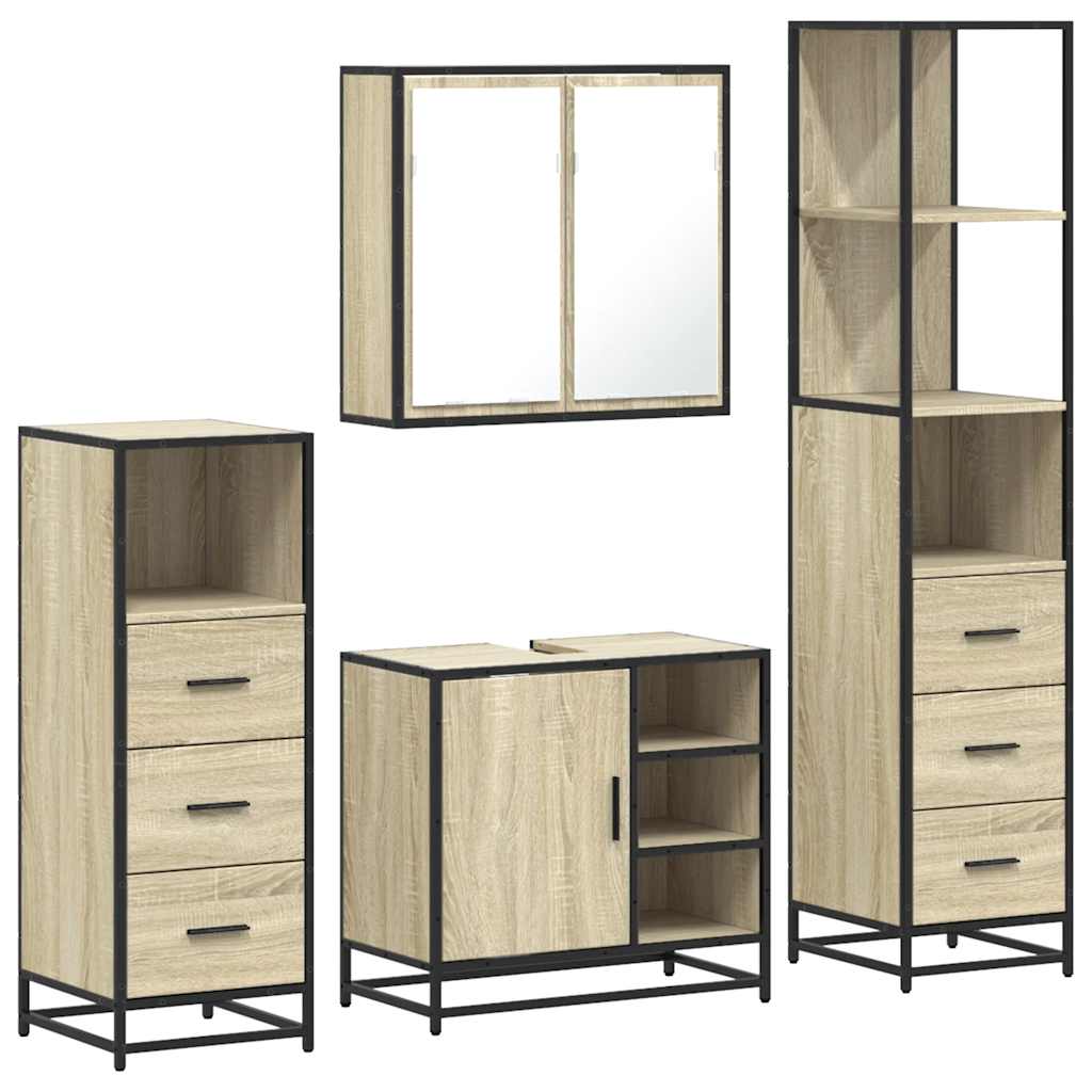 vidaXL Set de mobilier de baie din 4 piese din lemn de stejar Sonoma vidaXL Set de mobilier de baie din 4 piese din lemn de stejar Sonoma