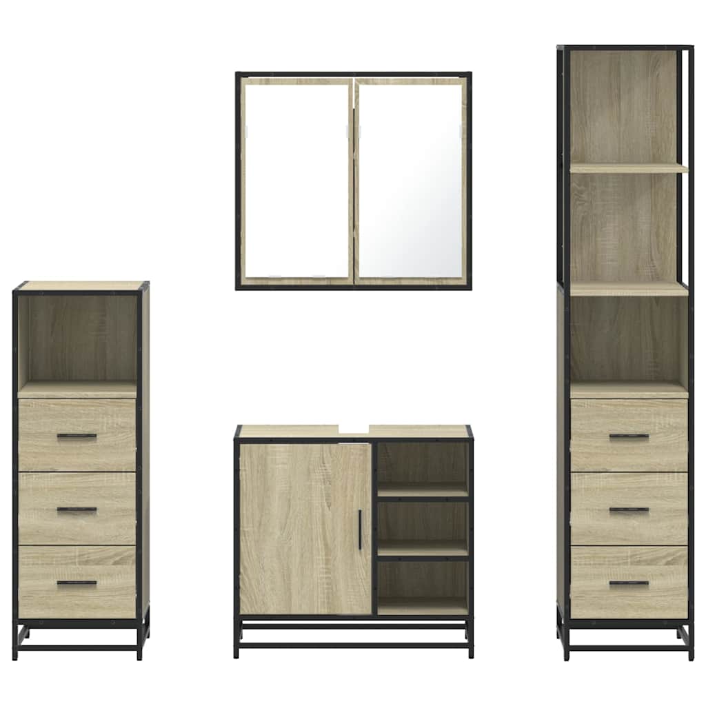 vidaXL Set de mobilier de baie din 4 piese din lemn de stejar Sonoma vidaXL Set de mobilier de baie din 4 piese din lemn de stejar Sonoma