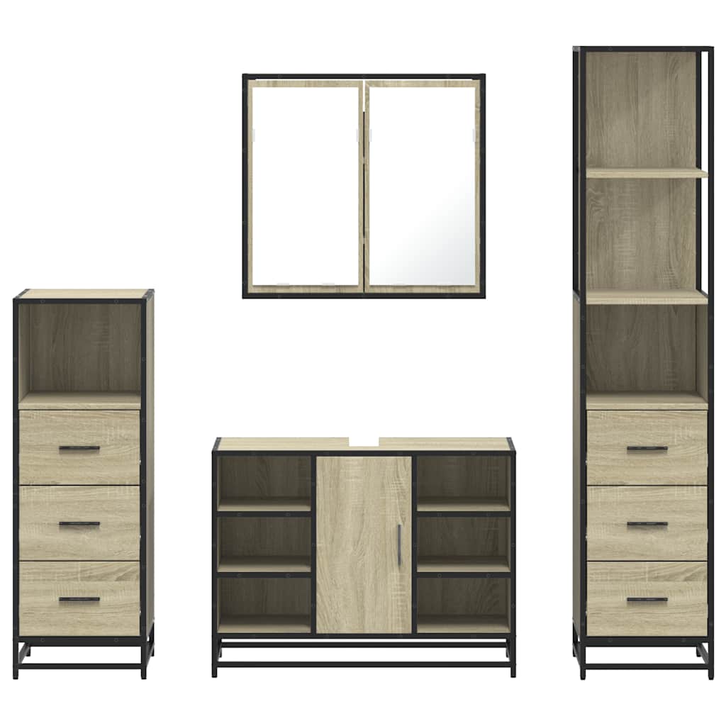 vidaXL Set de mobilier de baie din 4 piese din lemn de stejar Sonoma vidaXL Set de mobilier de baie din 4 piese din lemn de stejar Sonoma