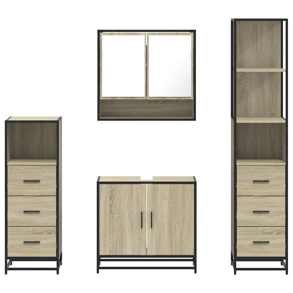 vidaXL Set de mobilier de baie din 4 piese din lemn de stejar Sonoma vidaXL Set de mobilier de baie din 4 piese din lemn de stejar Sonoma