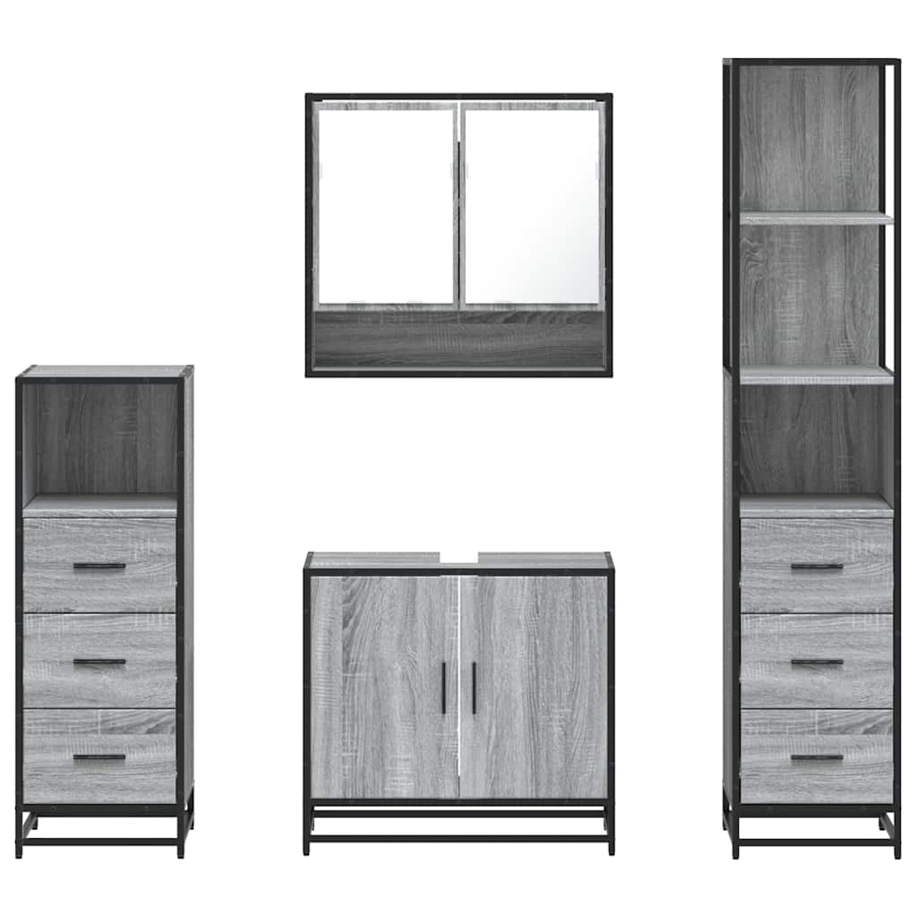 vidaXL Set de mobilier de baie 4 piese Lemn stratificat gri Sonoma vidaXL Set de mobilier de baie 4 piese Lemn stratificat gri Sonoma