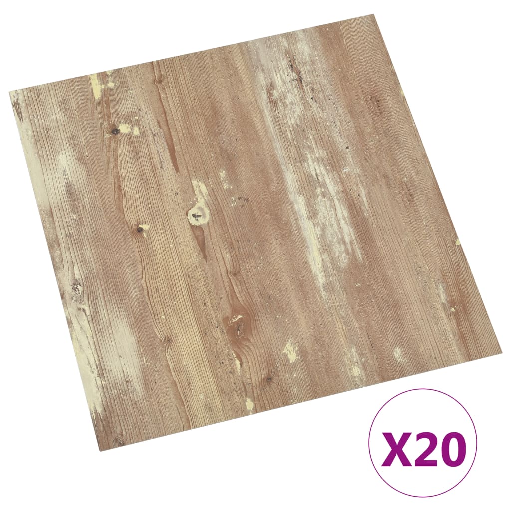 vidaXL Plăci de pardoseală autoadezive, 20 buc., maro, PVC, 1,86 m² vidaXL Plăci de pardoseală autoadezive, 20 buc., maro, PVC, 1,86 m²