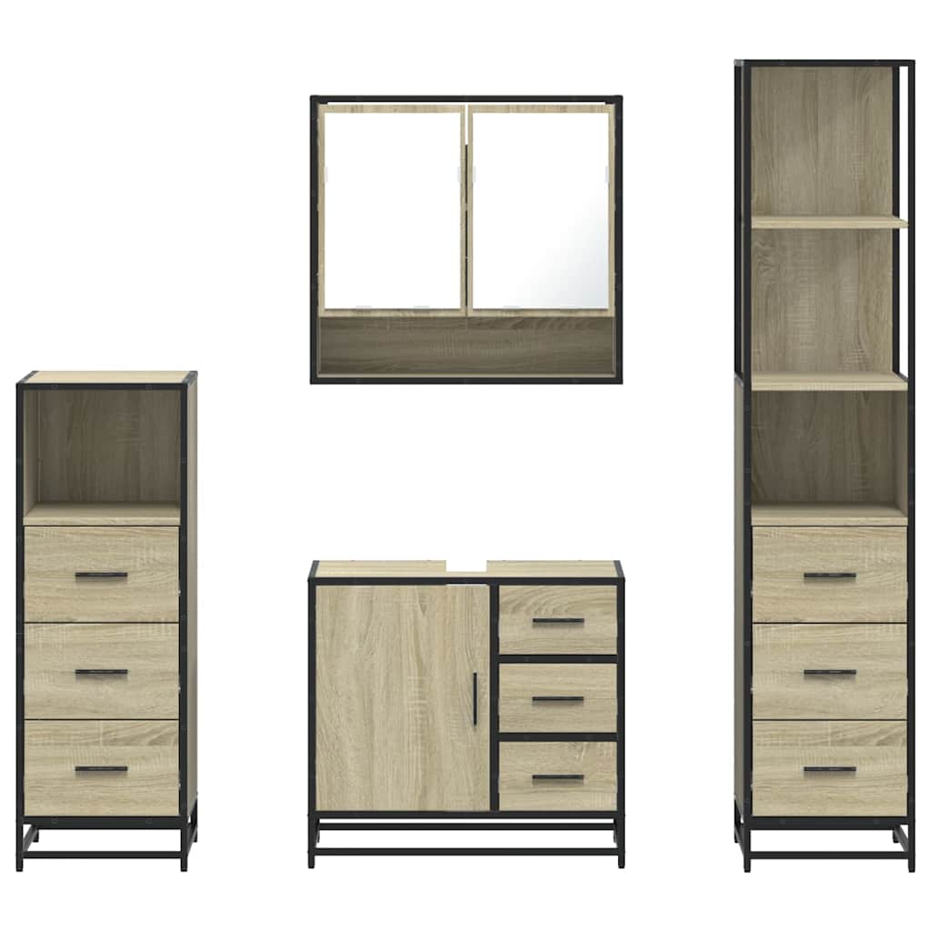 vidaXL Set de mobilier de baie din 4 piese din lemn de stejar Sonoma vidaXL Set de mobilier de baie din 4 piese din lemn de stejar Sonoma