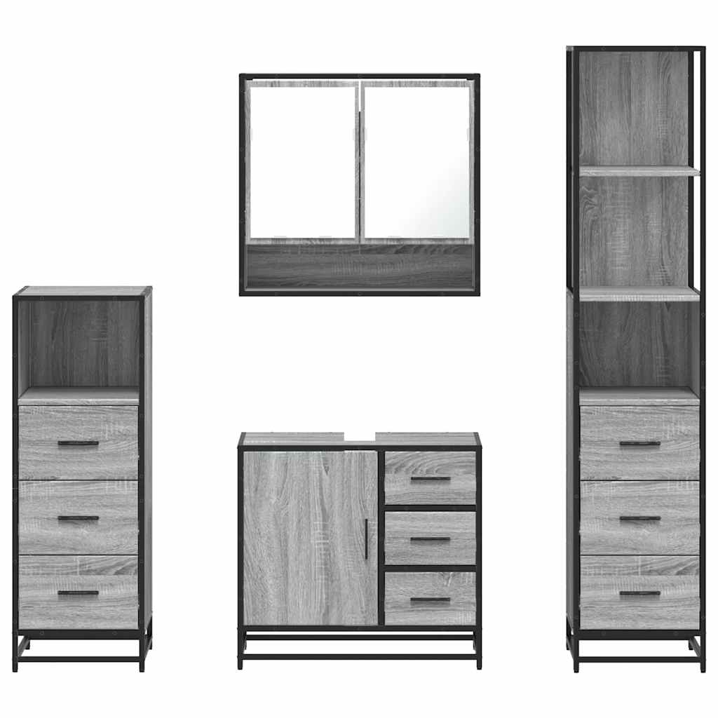 vidaXL Set de mobilier de baie 4 piese Lemn stratificat gri Sonoma vidaXL Set de mobilier de baie 4 piese Lemn stratificat gri Sonoma