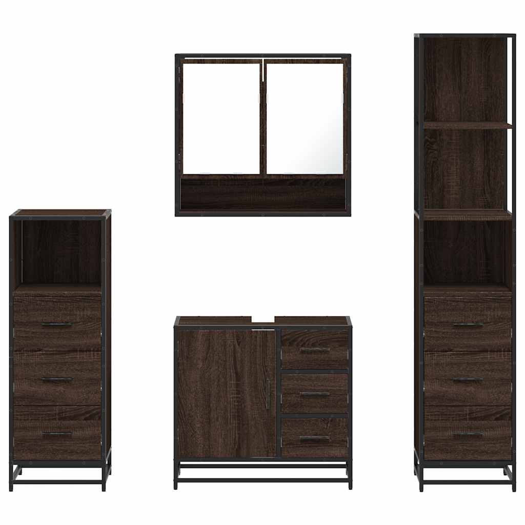 vidaXL Set de mobilier de baie din 4 piese din lemn de stejar maro vidaXL Set de mobilier de baie din 4 piese din lemn de stejar maro