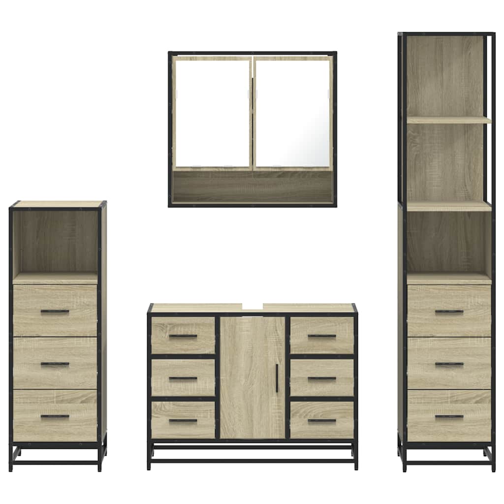 vidaXL Set de mobilier de baie din 4 piese din lemn de stejar Sonoma vidaXL Set de mobilier de baie din 4 piese din lemn de stejar Sonoma
