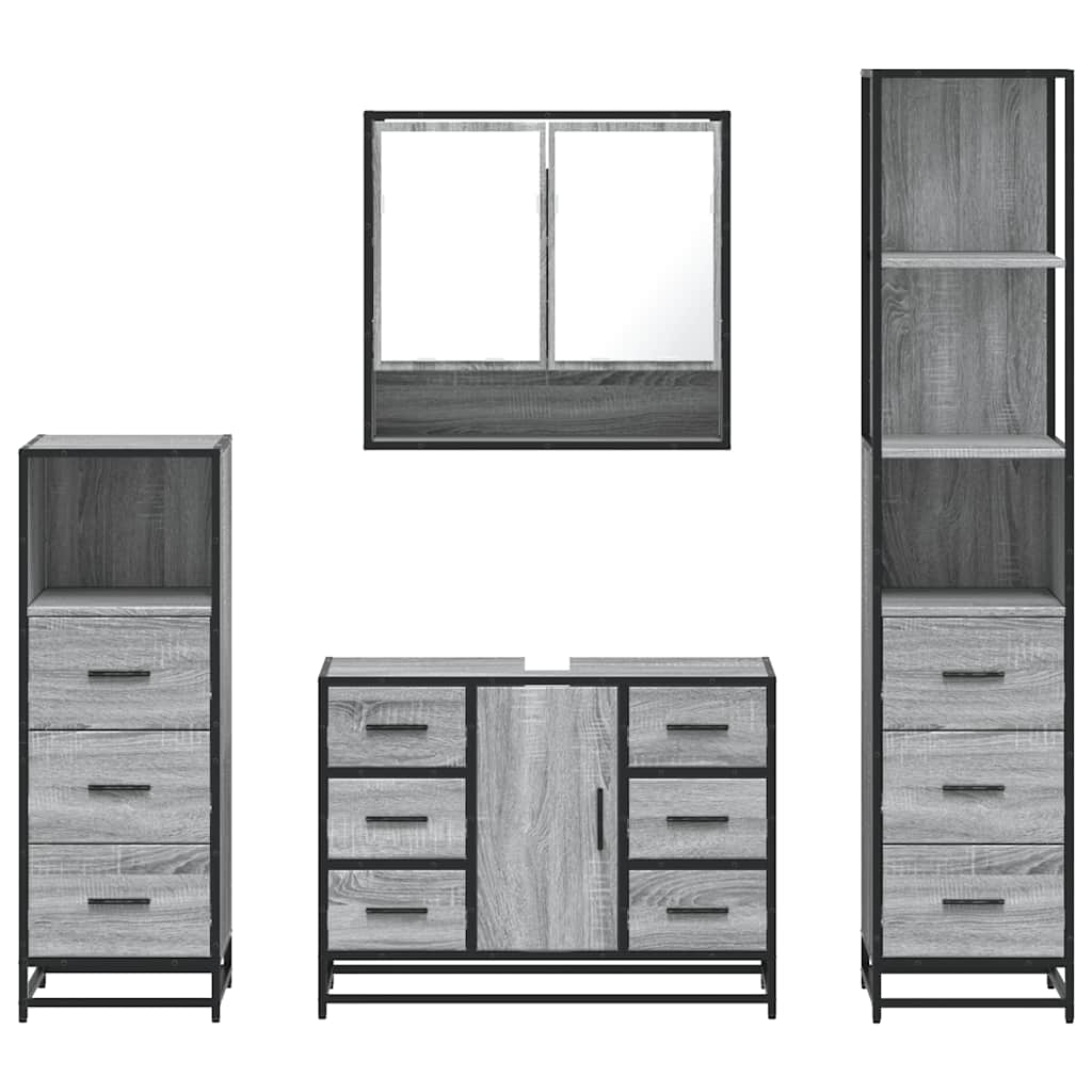 vidaXL Set de mobilier de baie 4 piese Lemn stratificat gri Sonoma vidaXL Set de mobilier de baie 4 piese Lemn stratificat gri Sonoma