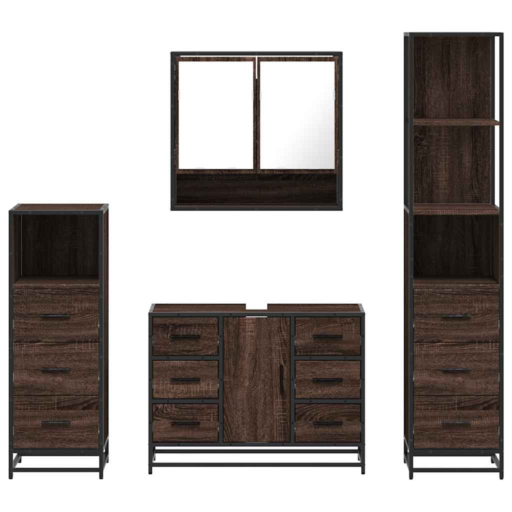 vidaXL Set de mobilier de baie din 4 piese din lemn de stejar maro vidaXL Set de mobilier de baie din 4 piese din lemn de stejar maro