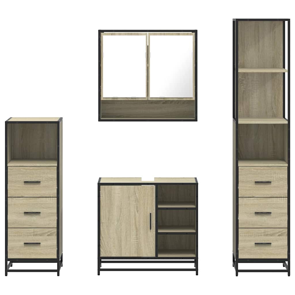 vidaXL Set de mobilier de baie din 4 piese din lemn de stejar Sonoma vidaXL Set de mobilier de baie din 4 piese din lemn de stejar Sonoma
