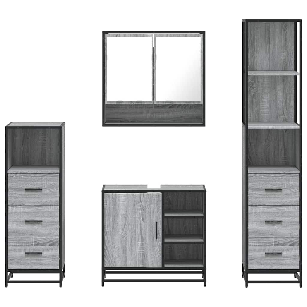 vidaXL Set de mobilier de baie 4 piese Lemn stratificat gri Sonoma vidaXL Set de mobilier de baie 4 piese Lemn stratificat gri Sonoma