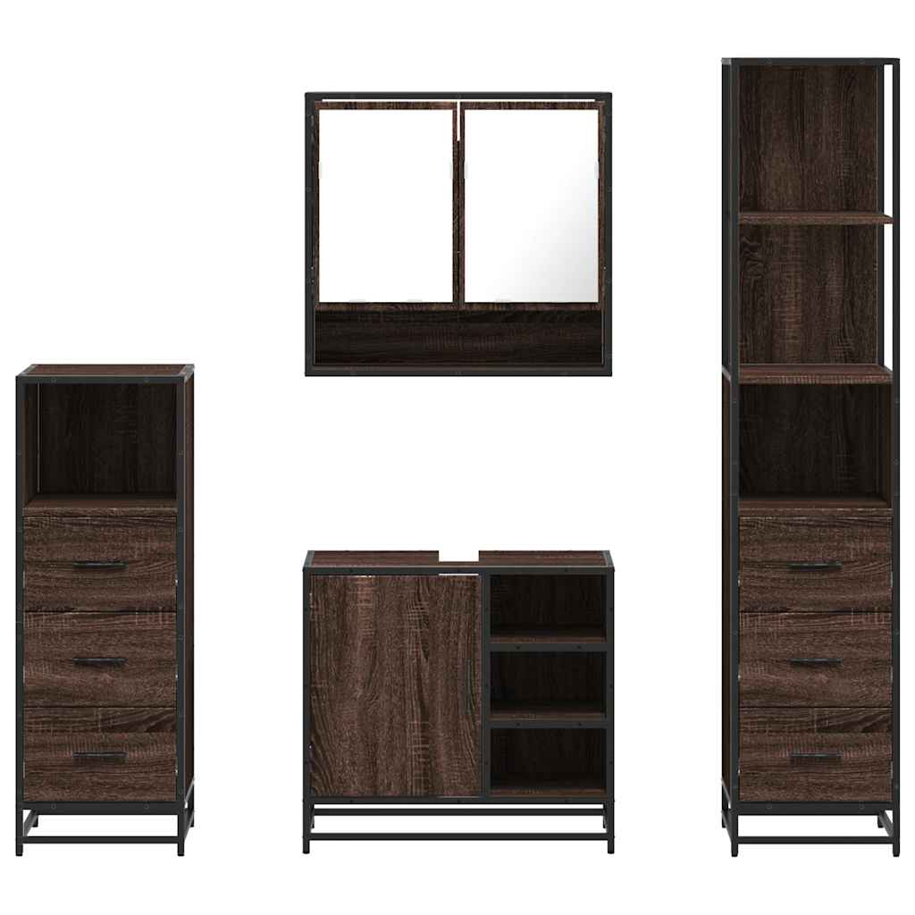 vidaXL Set de mobilier de baie din 4 piese din lemn de stejar maro vidaXL Set de mobilier de baie din 4 piese din lemn de stejar maro