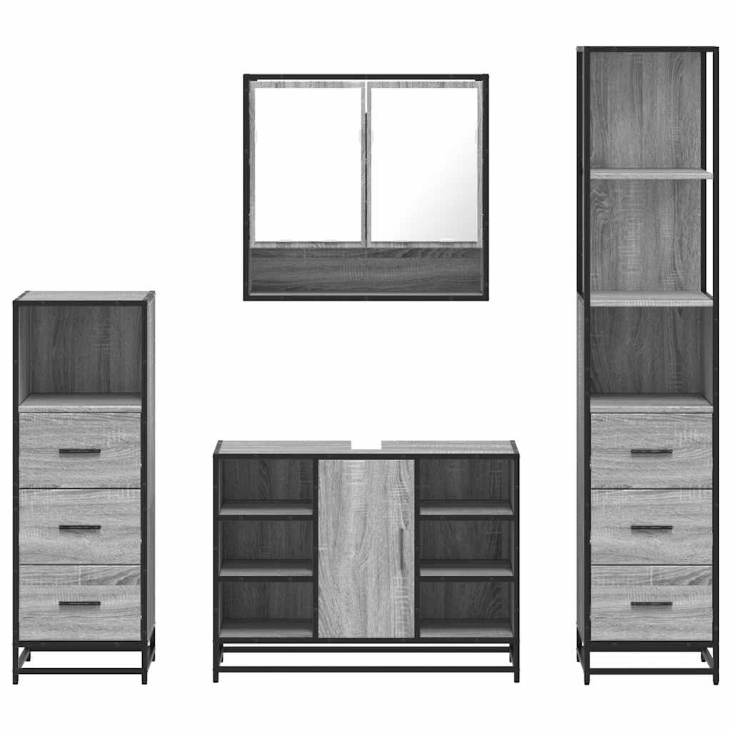 vidaXL Set de mobilier de baie 4 piese Lemn stratificat gri Sonoma vidaXL Set de mobilier de baie 4 piese Lemn stratificat gri Sonoma
