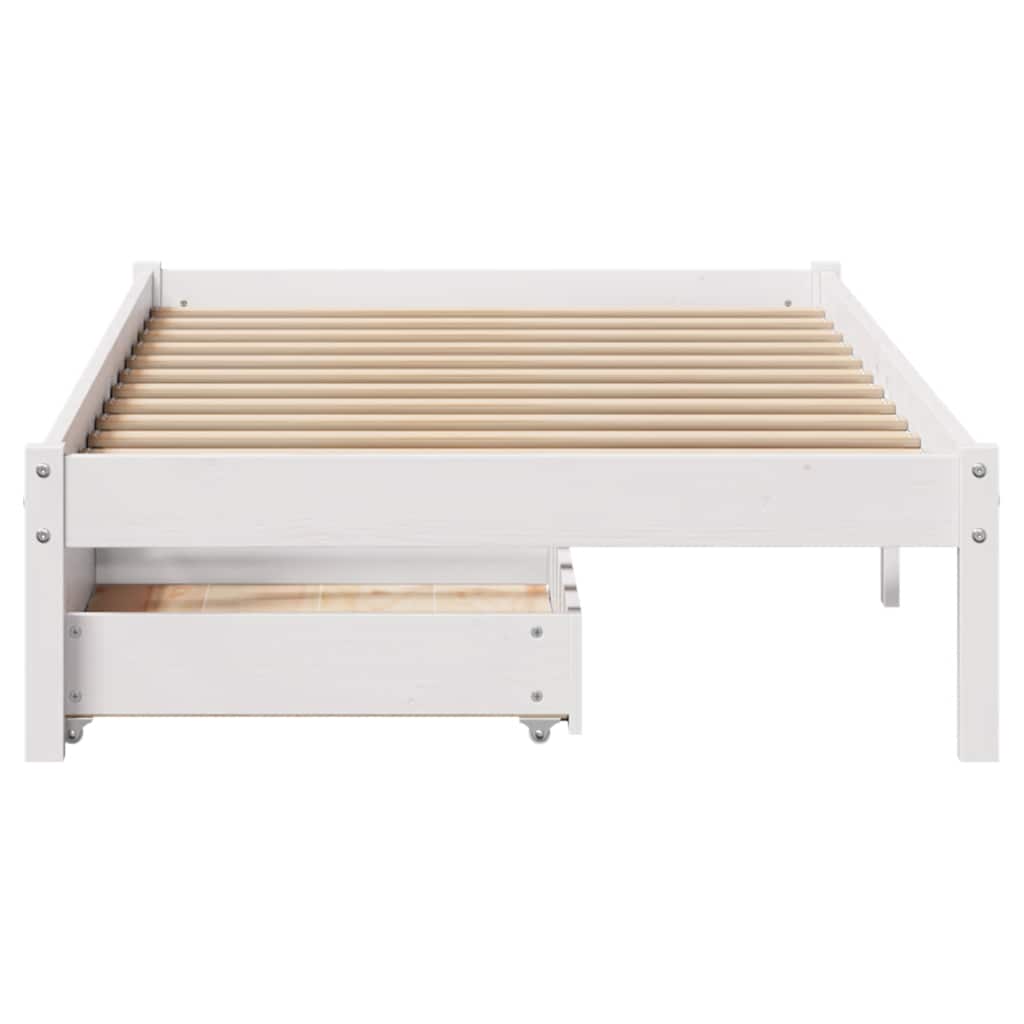 vidaXL Cadru de pat fără saltea, alb, 75x190 cm, lemn masiv de pin