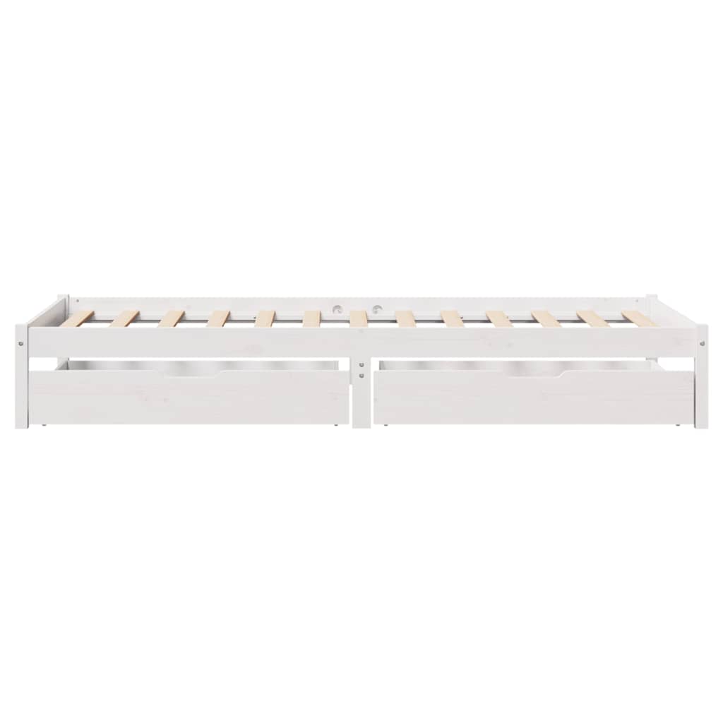 vidaXL Cadru de pat fără saltea, alb, 75x190 cm, lemn masiv de pin