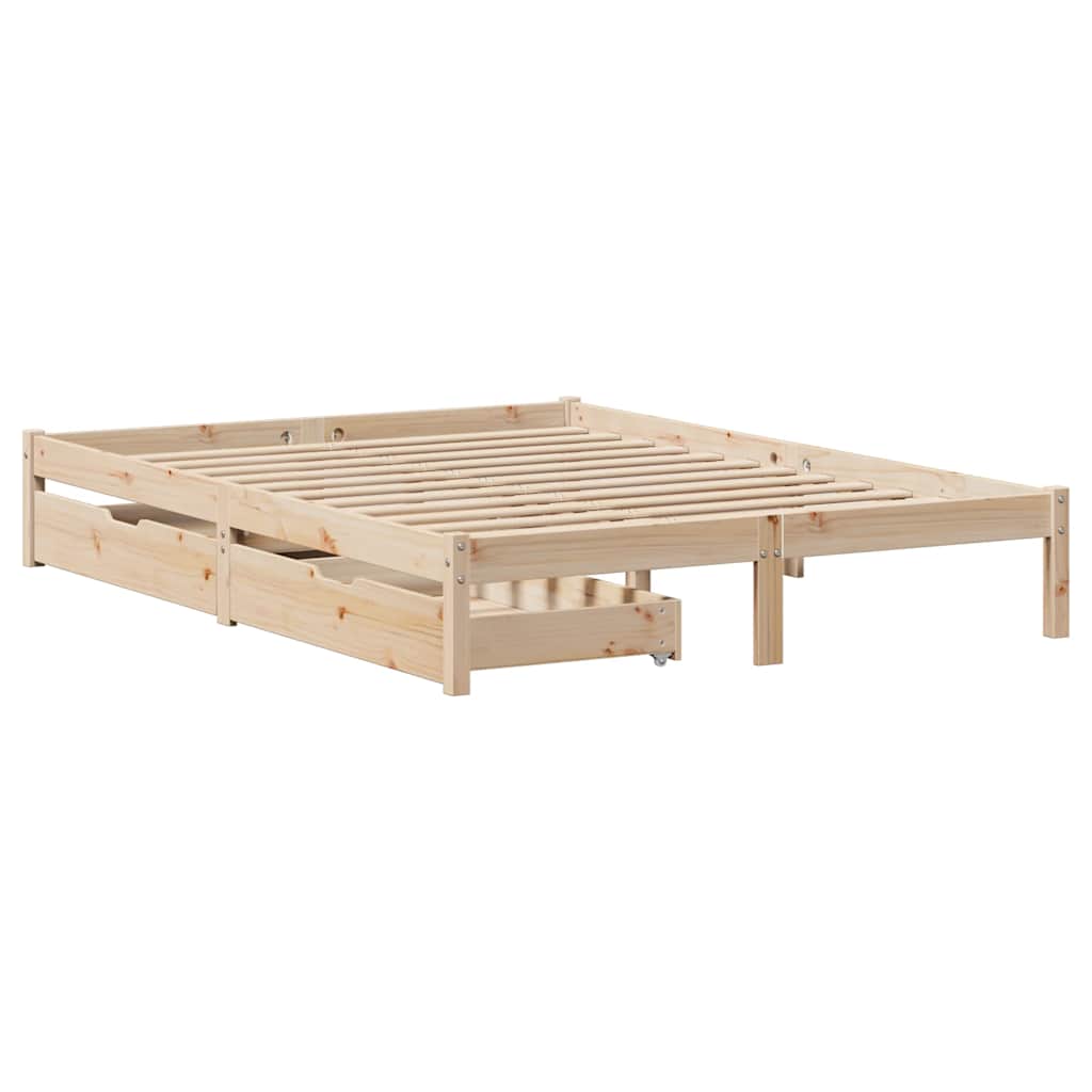 vidaXL Cadru de pat fără saltea, 135x190 cm, lemn masiv de pin