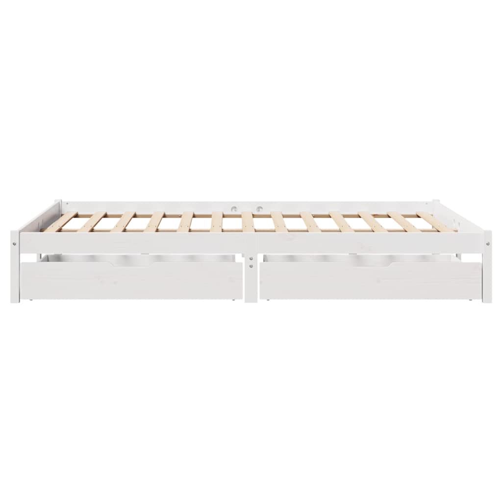 vidaXL Cadru de pat fără saltea, alb, 140x190 cm, lemn masiv de pin