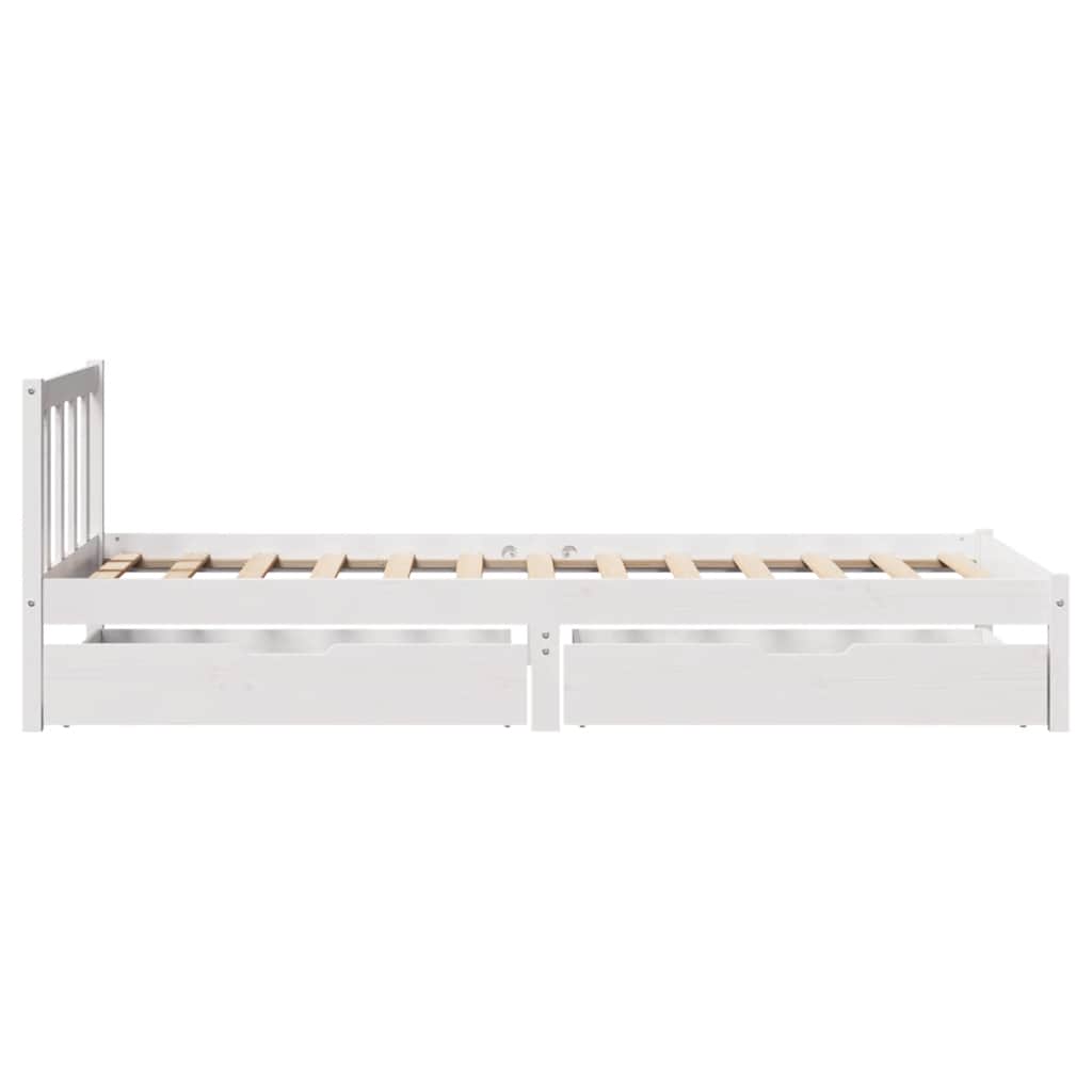vidaXL Cadru de pat fără saltea, alb, 75x190 cm, lemn masiv de pin