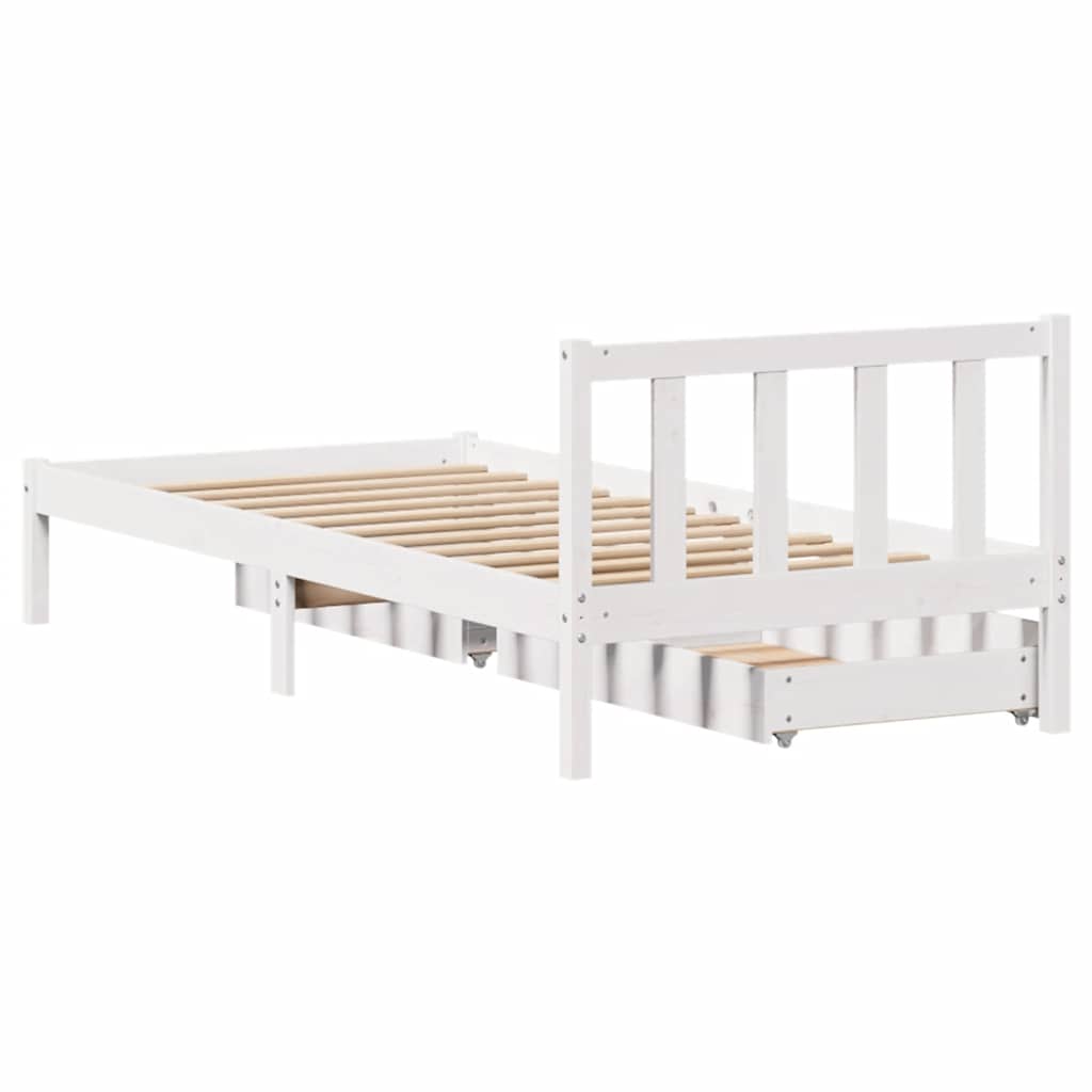 vidaXL Cadru de pat fără saltea, alb, 75x190 cm, lemn masiv de pin