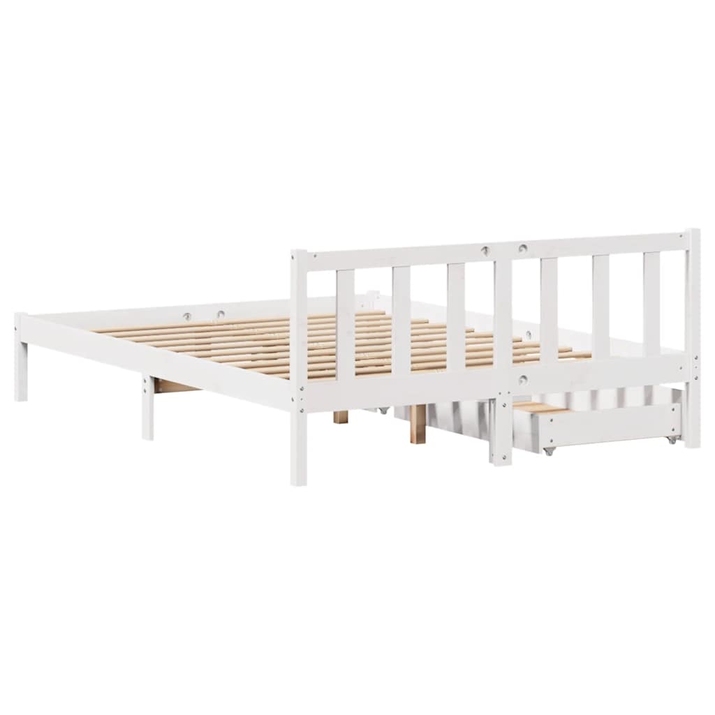 vidaXL Cadru de pat fără saltea, alb, 120x190 cm, lemn masiv pin