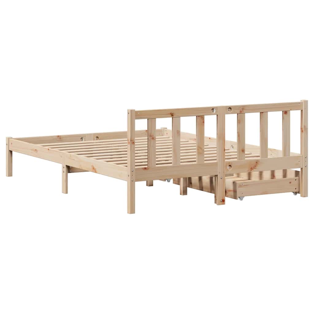 vidaXL Cadru de pat fără saltea, 135x190 cm, lemn masiv de pin vidaXL Cadru de pat fără saltea, 135x190 cm, lemn masiv de pin