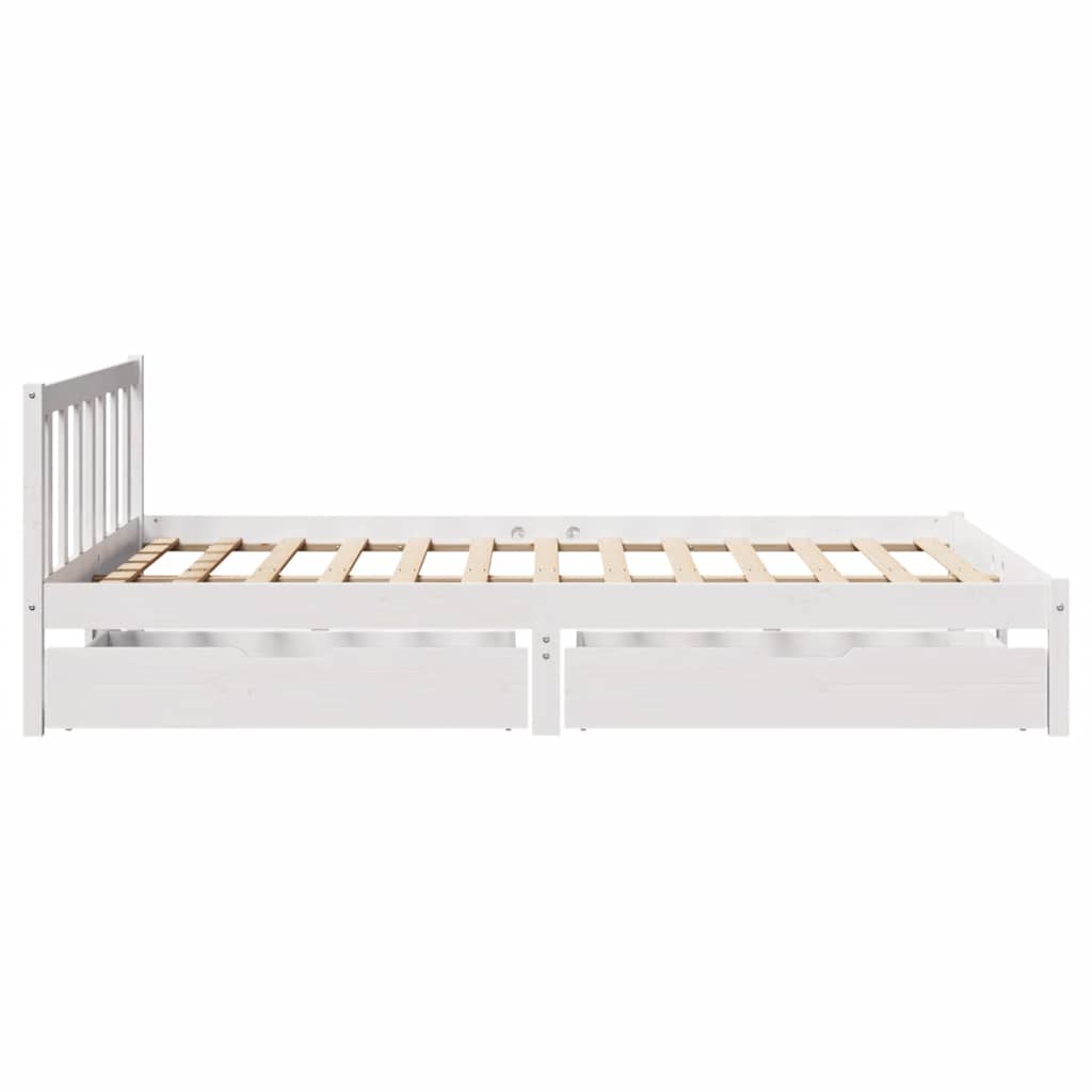 vidaXL Cadru de pat fără saltea, alb, 135x190 cm, lemn masiv de pin