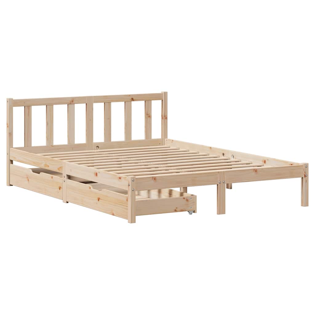 vidaXL Cadru de pat fără saltea, 140x190 cm, lemn masiv de pin
