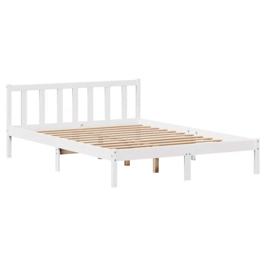 vidaXL Cadru de pat fără saltea, alb, 120x200 cm, lemn masiv pin vidaXL Cadru de pat fără saltea, alb, 120x200 cm, lemn masiv pin