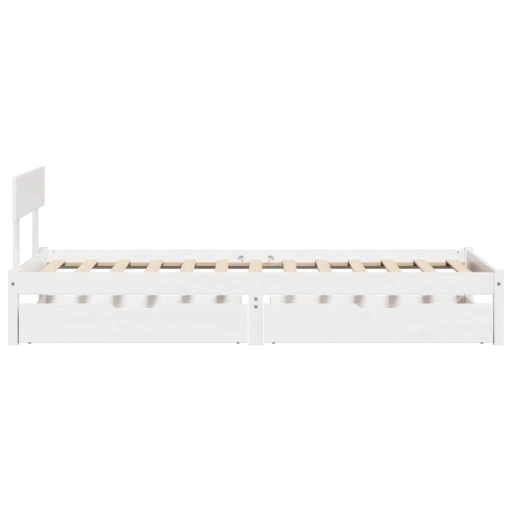 vidaXL Cadru de pat fără saltea, alb, 75x190 cm, lemn masiv de pin