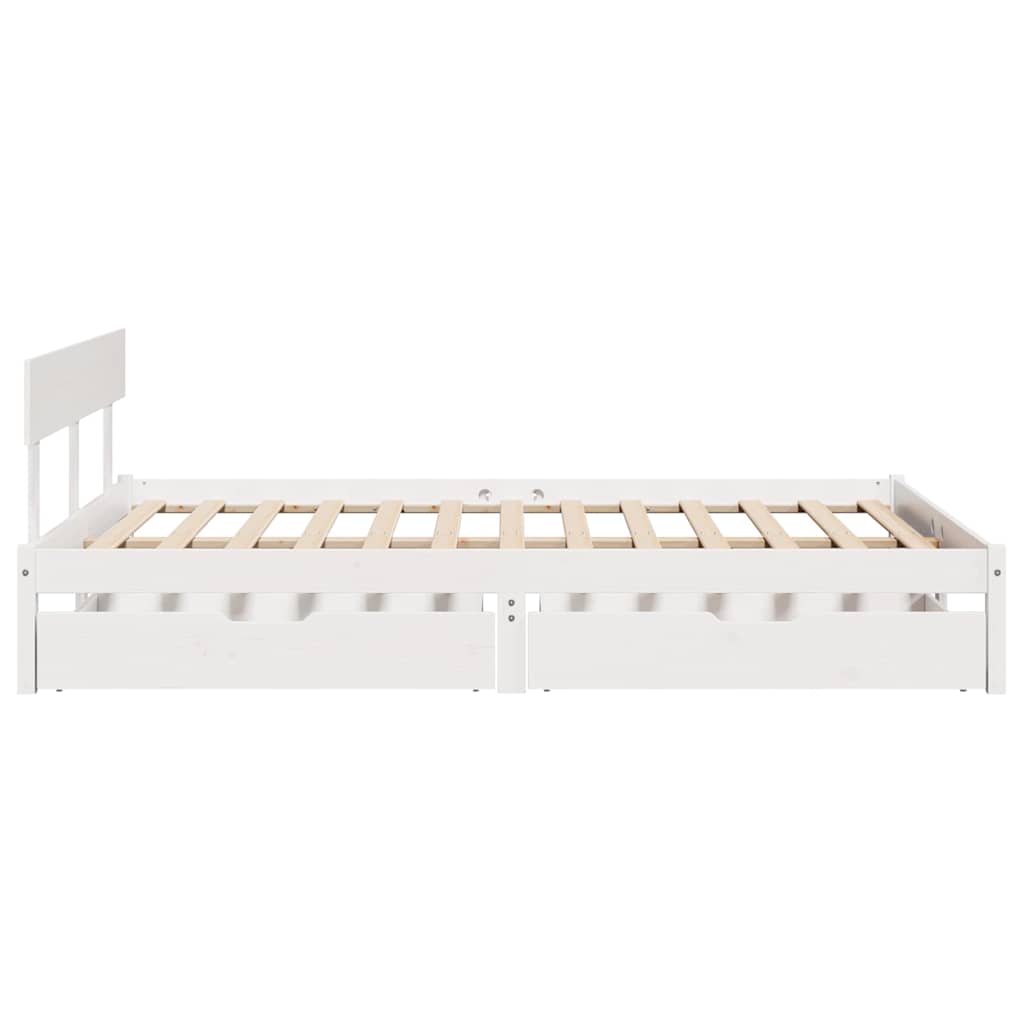 vidaXL Cadru de pat fără saltea, alb, 135x190 cm, lemn masiv de pin vidaXL Cadru de pat fără saltea, alb, 135x190 cm, lemn masiv de pin
