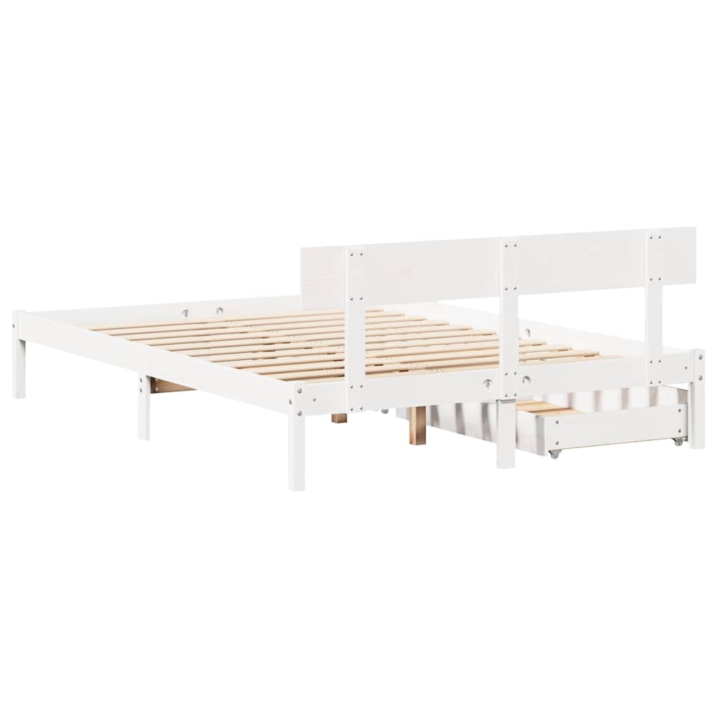 vidaXL Cadru de pat fără saltea, alb, 120x200 cm, lemn masiv pin vidaXL Cadru de pat fără saltea, alb, 120x200 cm, lemn masiv pin