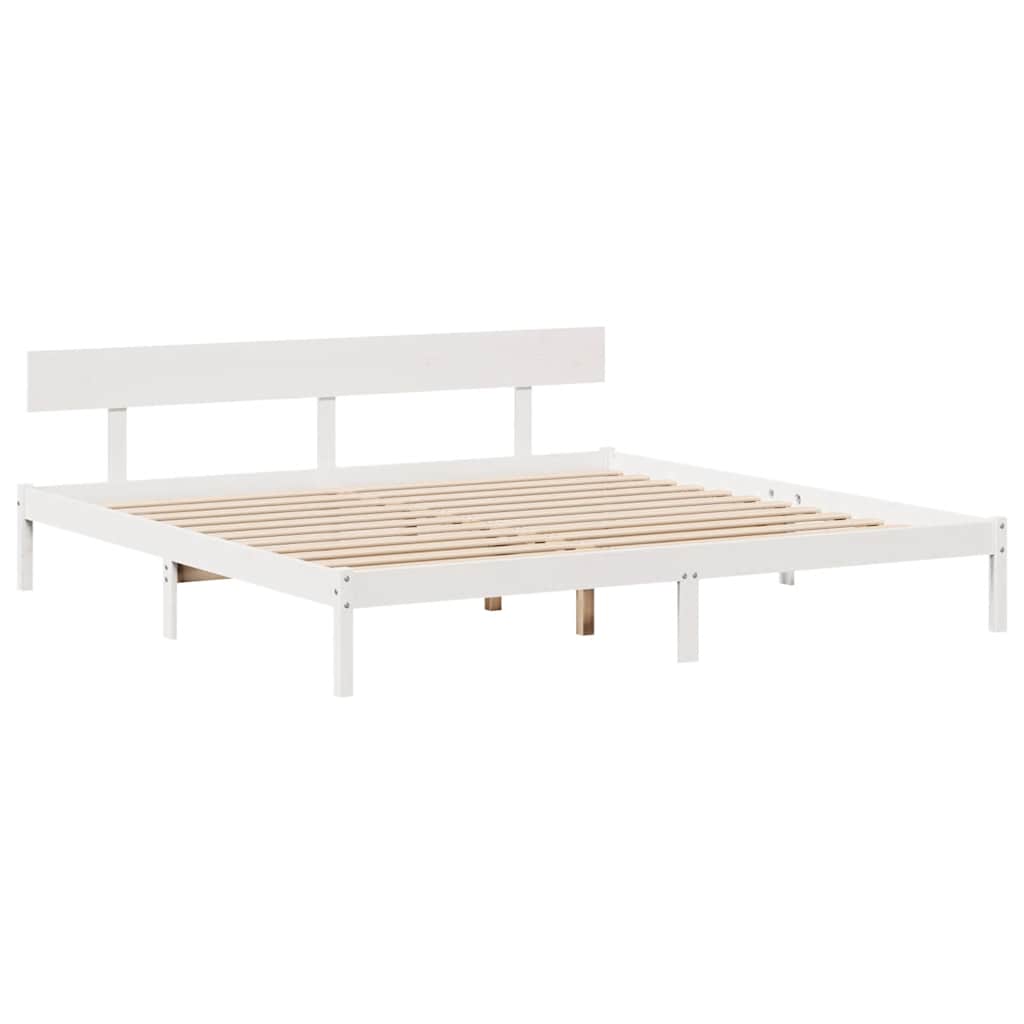 vidaXL Cadru de pat fără saltea, alb, 200x200 cm, lemn masiv pin