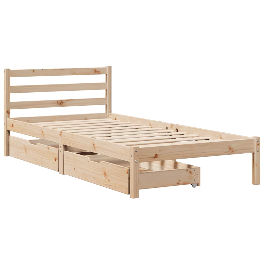vidaXL Cadru de pat fără saltea, 75x190 cm, lemn masiv de pin