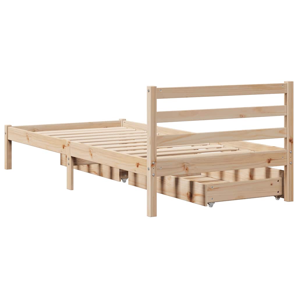 vidaXL Cadru de pat fără saltea, 75x190 cm, lemn masiv de pin
