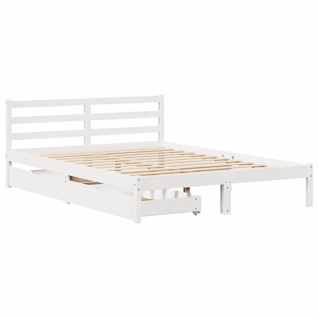 vidaXL Cadru de pat fără saltea, alb, 120x190 cm, lemn masiv pin vidaXL Cadru de pat fără saltea, alb, 120x190 cm, lemn masiv pin
