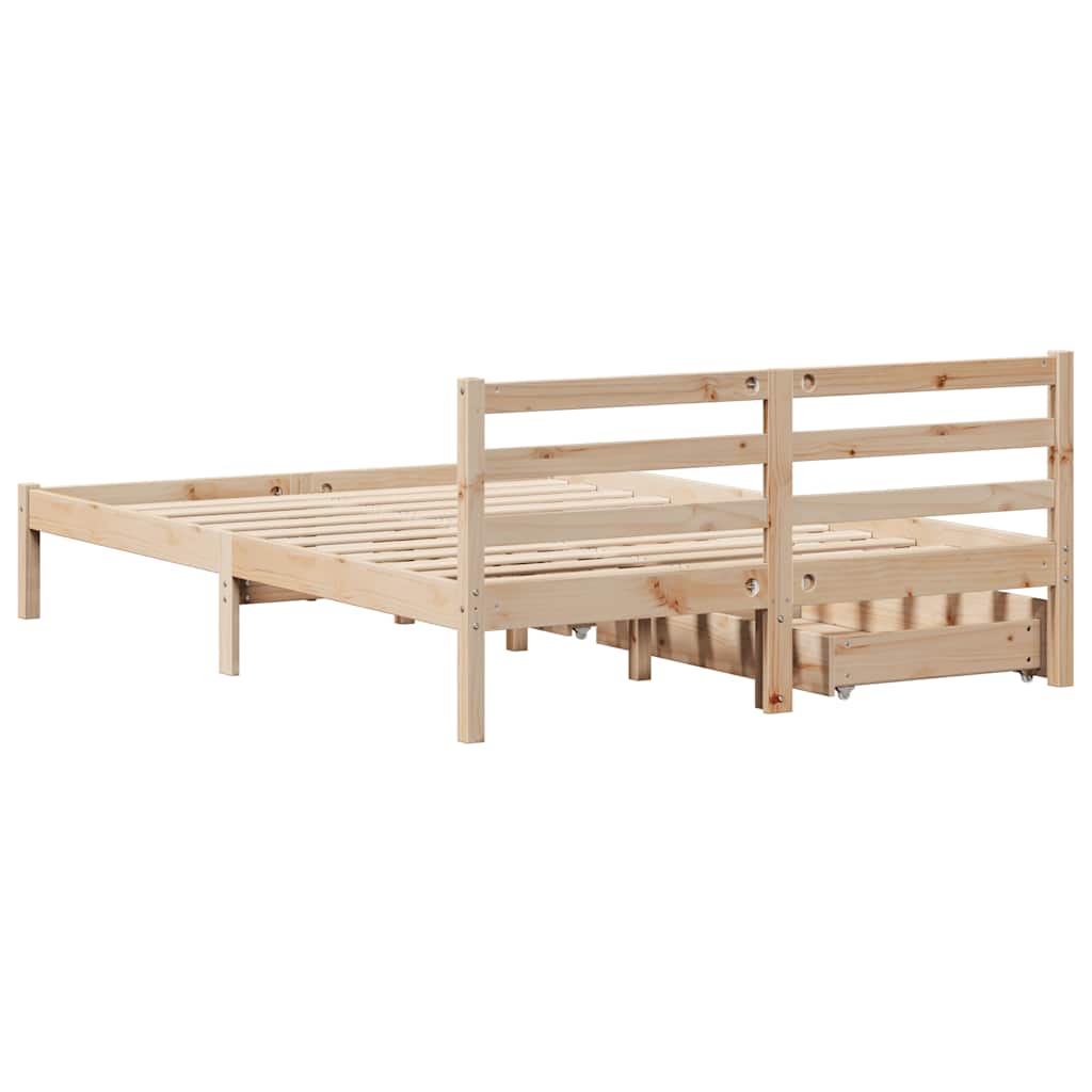 vidaXL Cadru de pat fără saltea, 135x190 cm, lemn masiv de pin