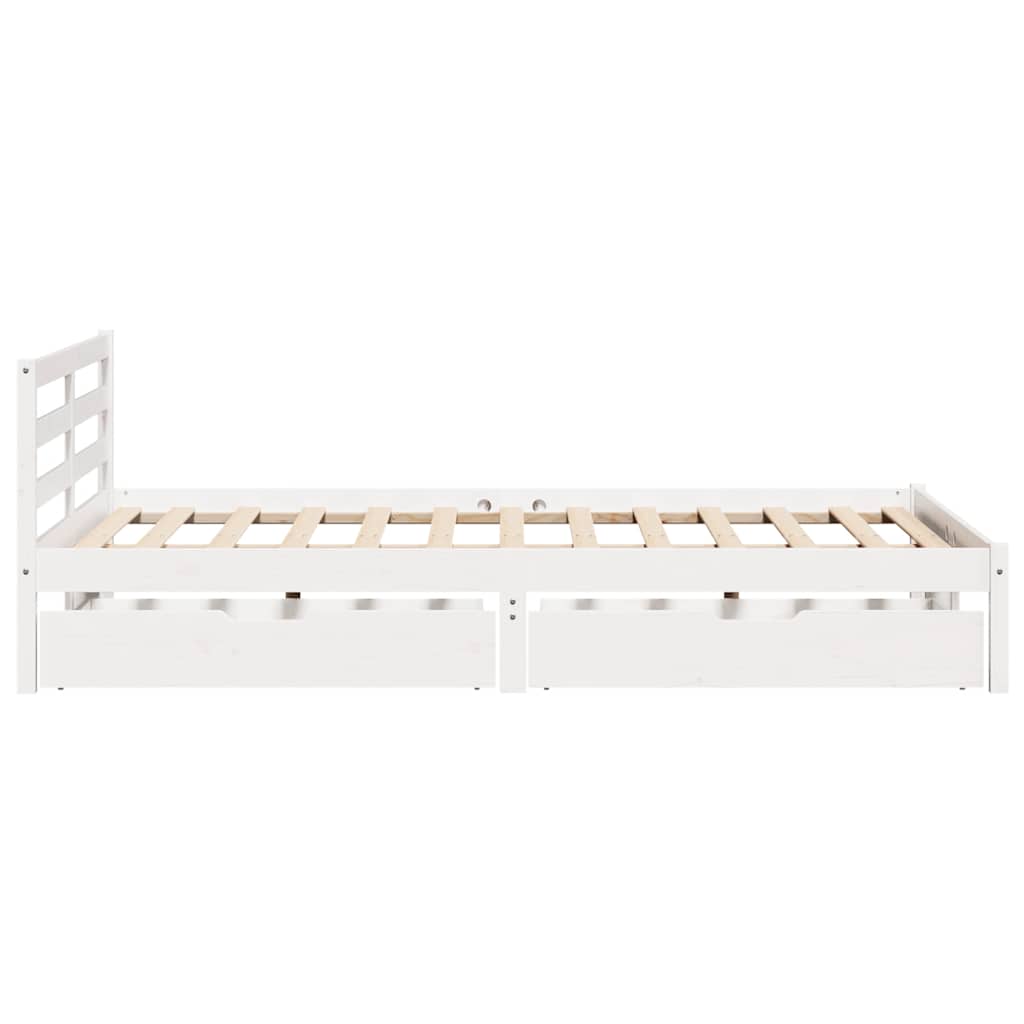 vidaXL Cadru de pat fără saltea, alb, 135x190 cm, lemn masiv de pin vidaXL Cadru de pat fără saltea, alb, 135x190 cm, lemn masiv de pin
