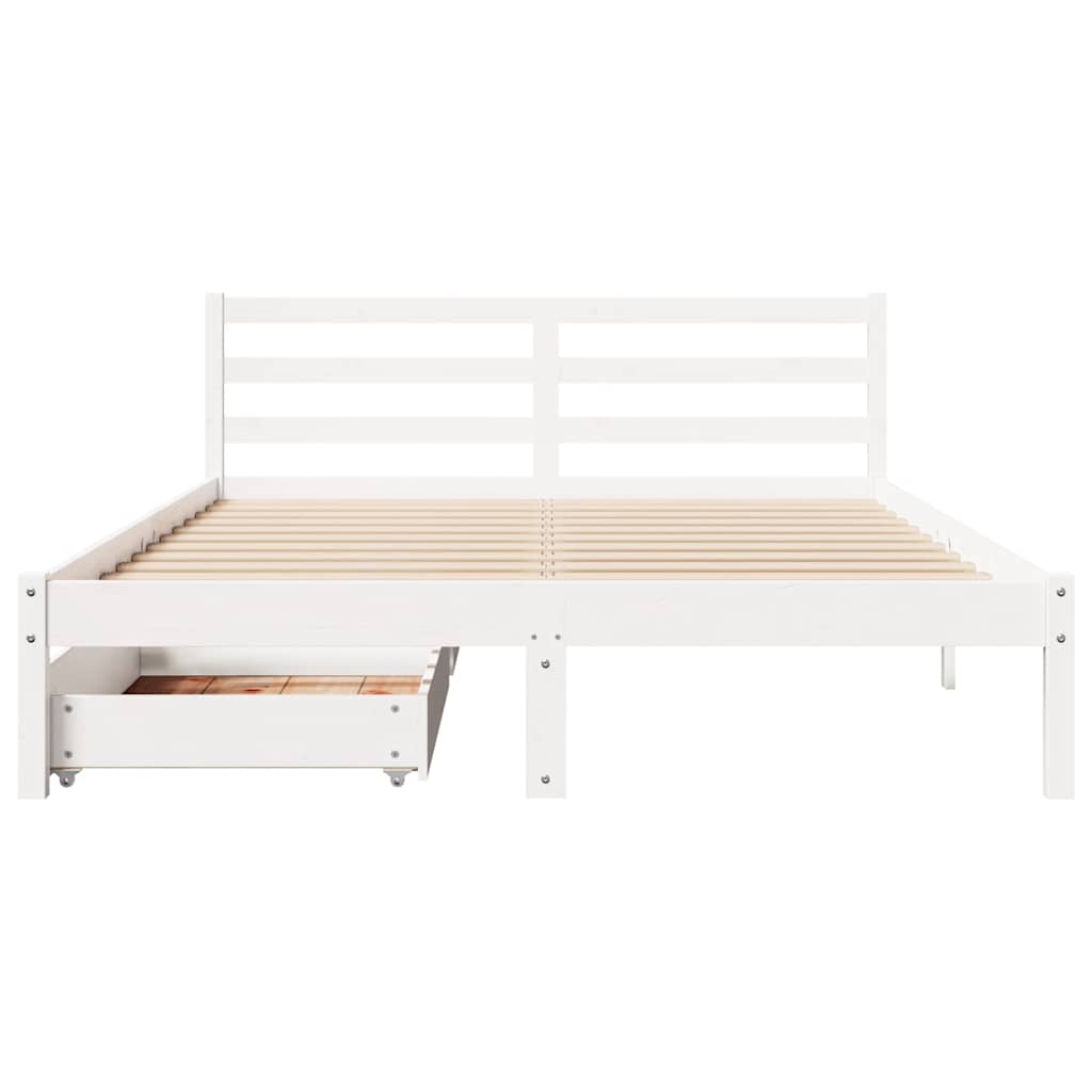 vidaXL Cadru de pat fără saltea, alb, 120x200 cm, lemn masiv pin vidaXL Cadru de pat fără saltea, alb, 120x200 cm, lemn masiv pin