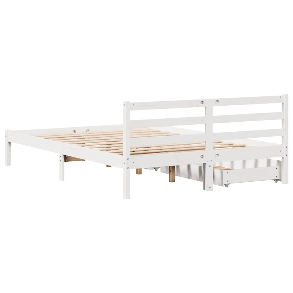 vidaXL Cadru de pat fără saltea, alb, 120x200 cm, lemn masiv pin vidaXL Cadru de pat fără saltea, alb, 120x200 cm, lemn masiv pin