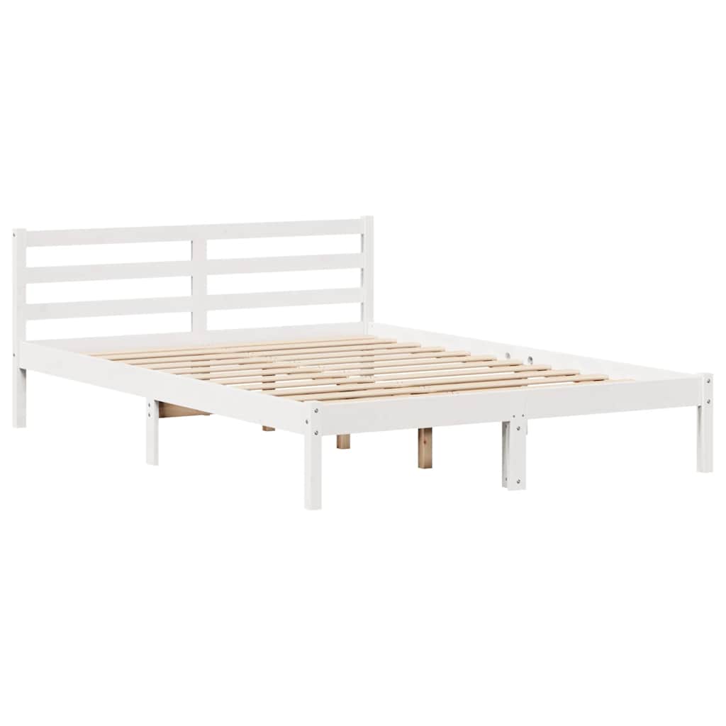 vidaXL Cadru de pat fără saltea, alb, 120x200 cm, lemn masiv pin vidaXL Cadru de pat fără saltea, alb, 120x200 cm, lemn masiv pin