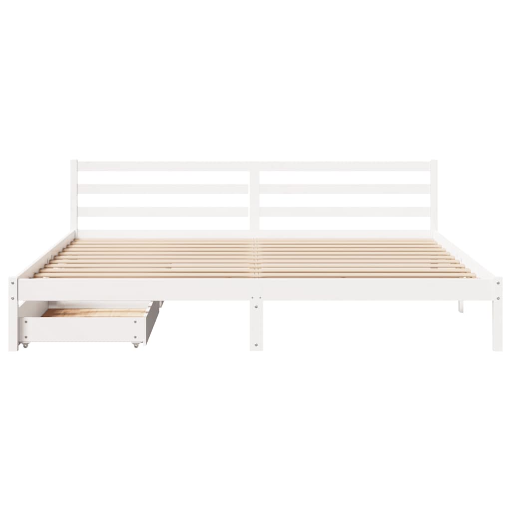 vidaXL Cadru de pat fără saltea, alb, 200x200 cm, lemn masiv pin