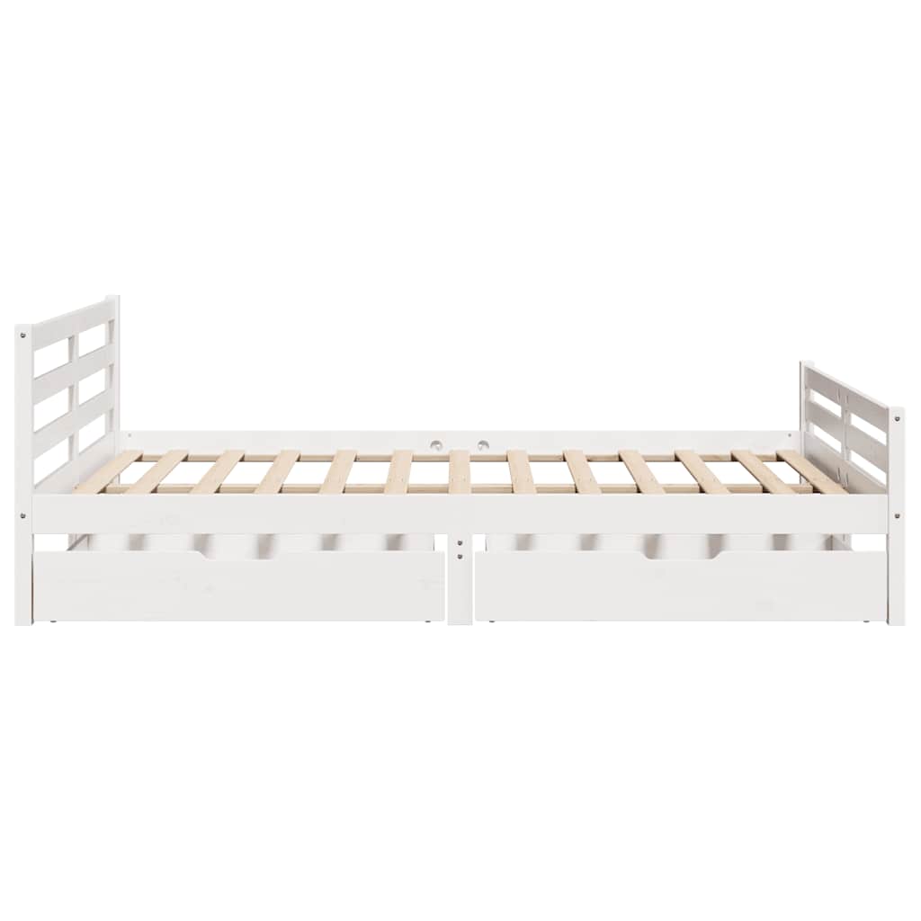 vidaXL Cadru de pat fără saltea, alb, 135x190 cm, lemn masiv de pin vidaXL Cadru de pat fără saltea, alb, 135x190 cm, lemn masiv de pin
