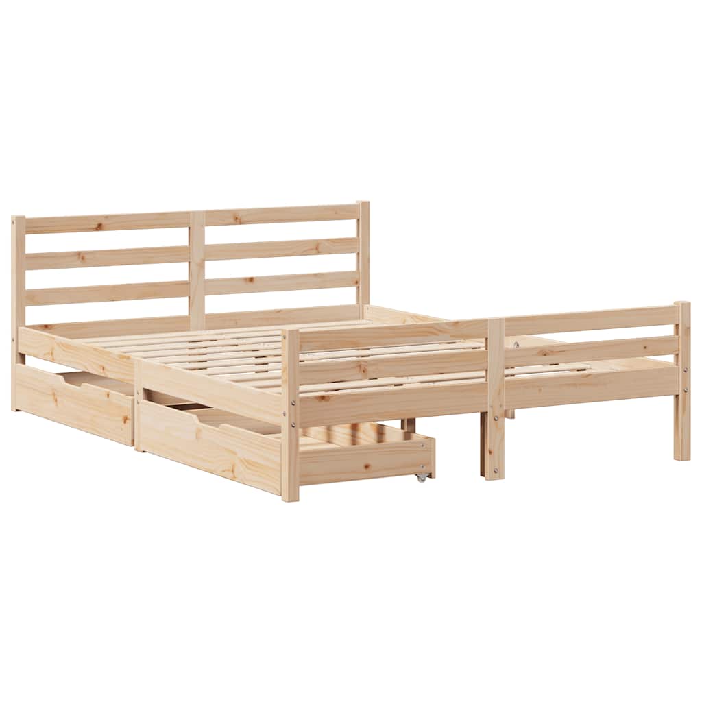 vidaXL Cadru de pat fără saltea, 140x190 cm, lemn masiv de pin vidaXL Cadru de pat fără saltea, 140x190 cm, lemn masiv de pin