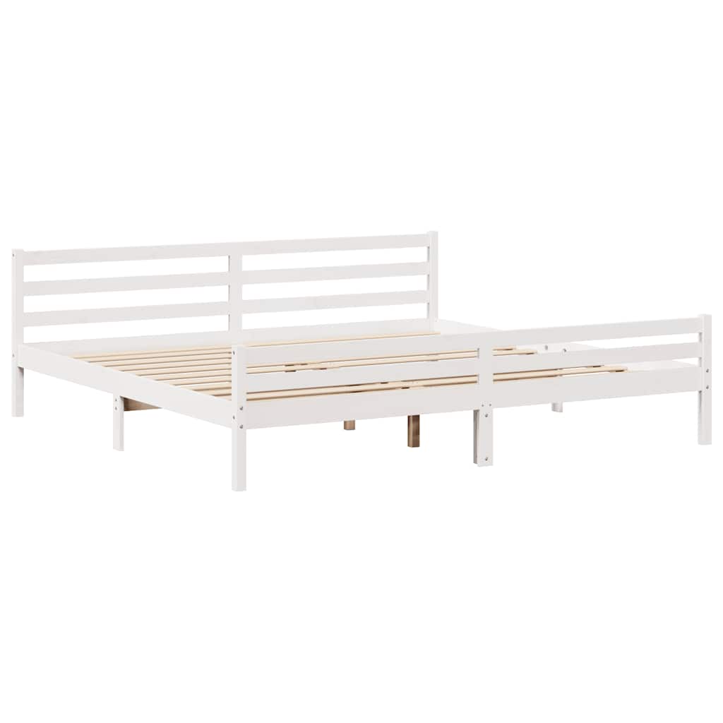 vidaXL Cadru de pat fără saltea, alb, 180x200 cm, lemn masiv pin