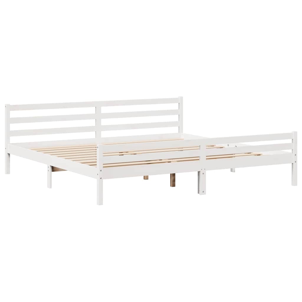 vidaXL Cadru de pat fără saltea, alb, 200x200 cm, lemn masiv pin