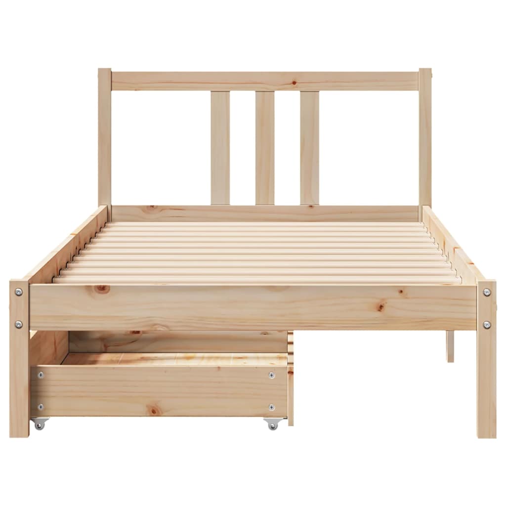 vidaXL Cadru de pat fără saltea, 75x190 cm, lemn masiv de pin