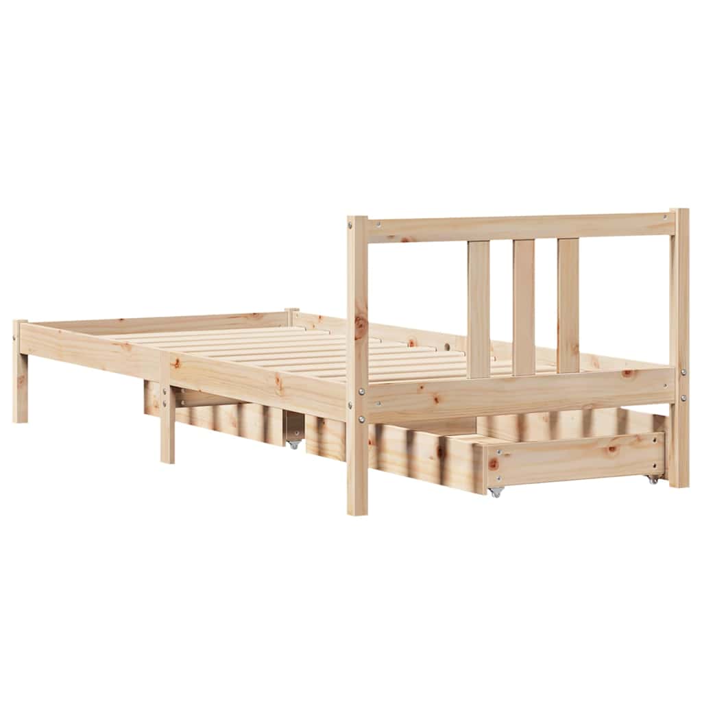 vidaXL Cadru de pat fără saltea, 75x190 cm, lemn masiv de pin