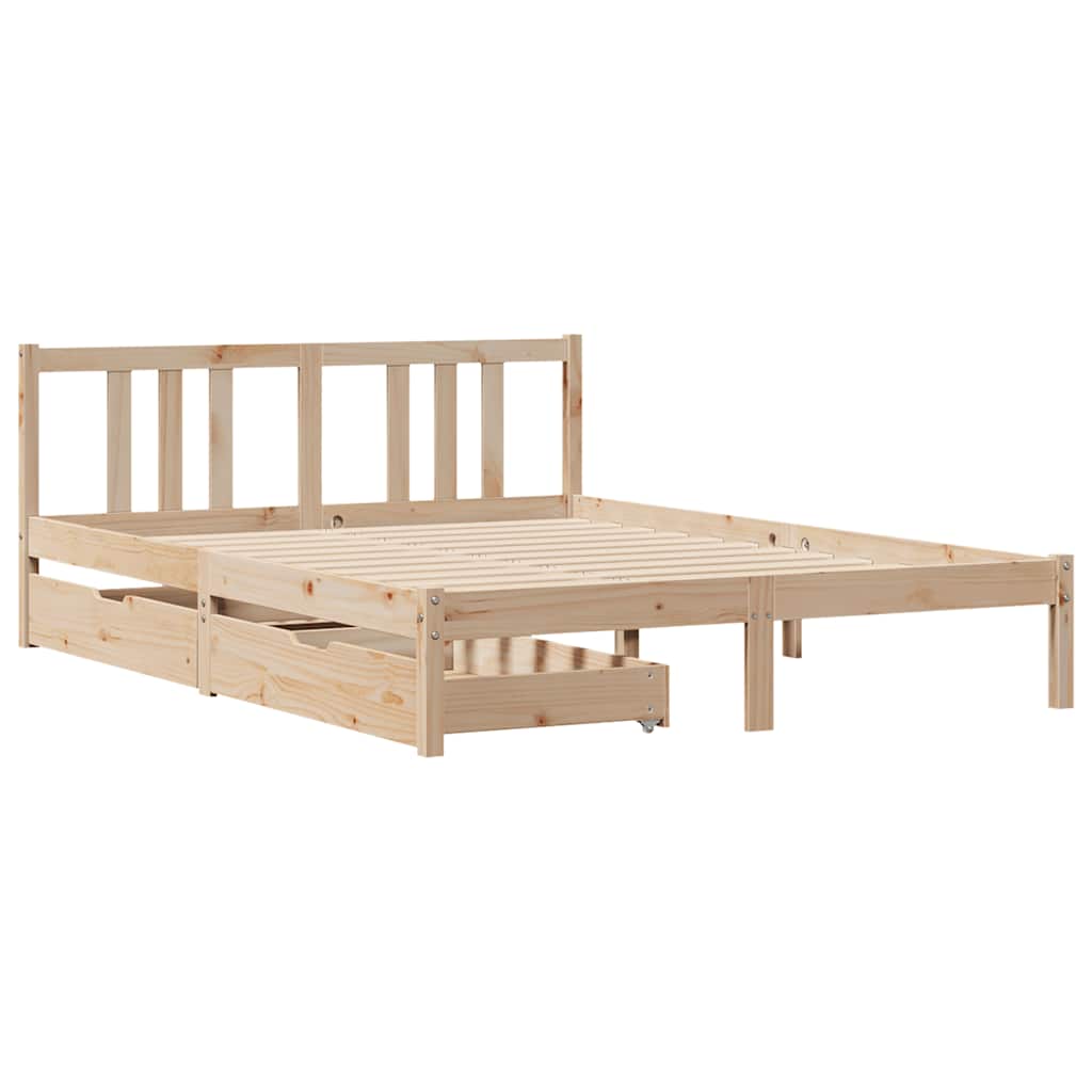 vidaXL Cadru de pat fără saltea, 135x190 cm, lemn masiv de pin
